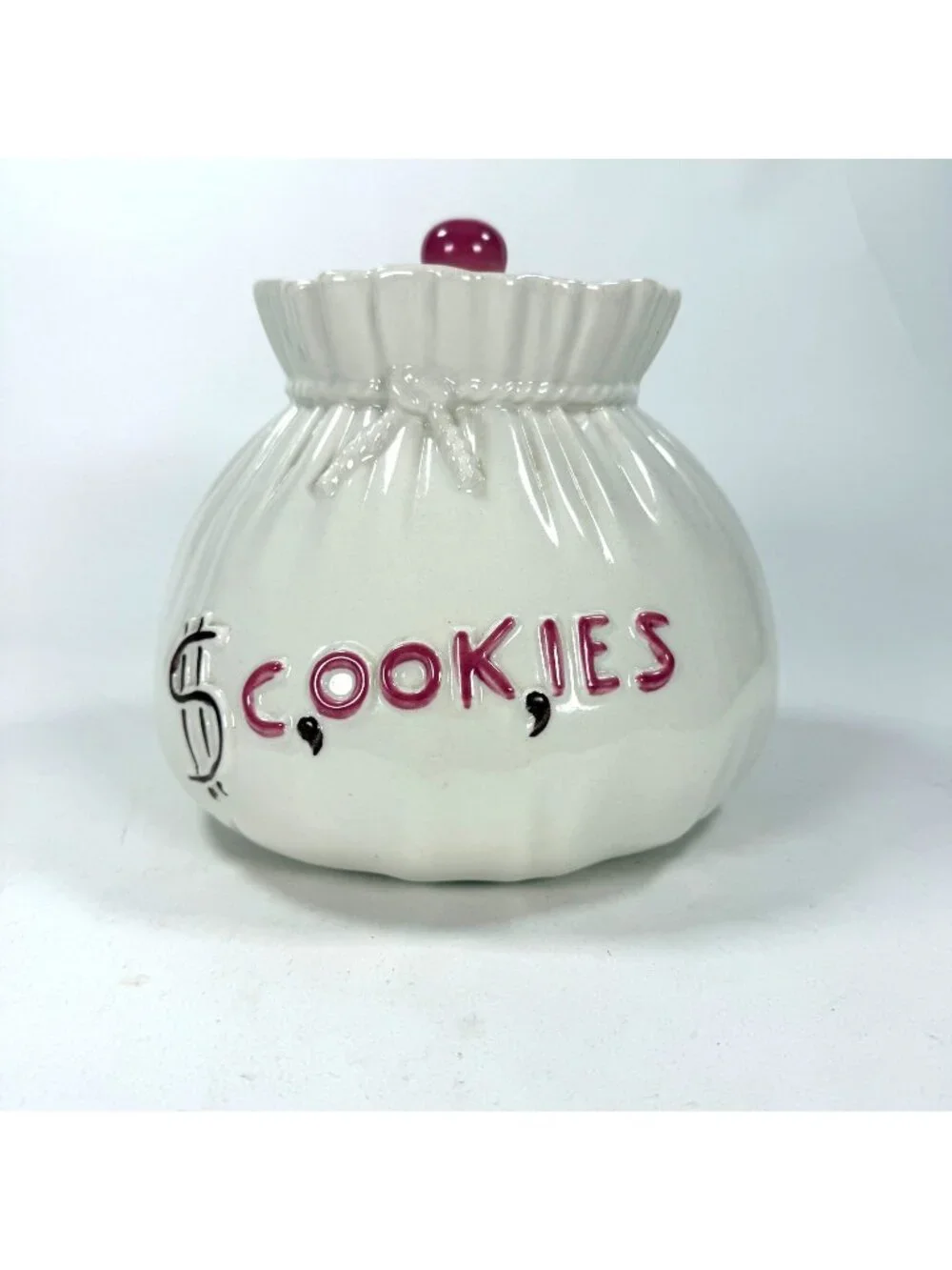 Vintage Abingdon USA Pottery White Cookie Jar 588 With Lid 1940s Collectible